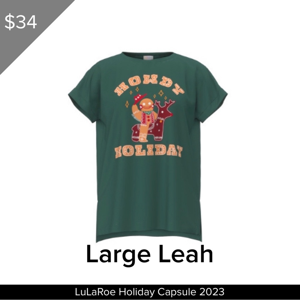 LuLaRoe NEW Jolly Holiday Christmas Leah T Shirt Tunic Large Howdy